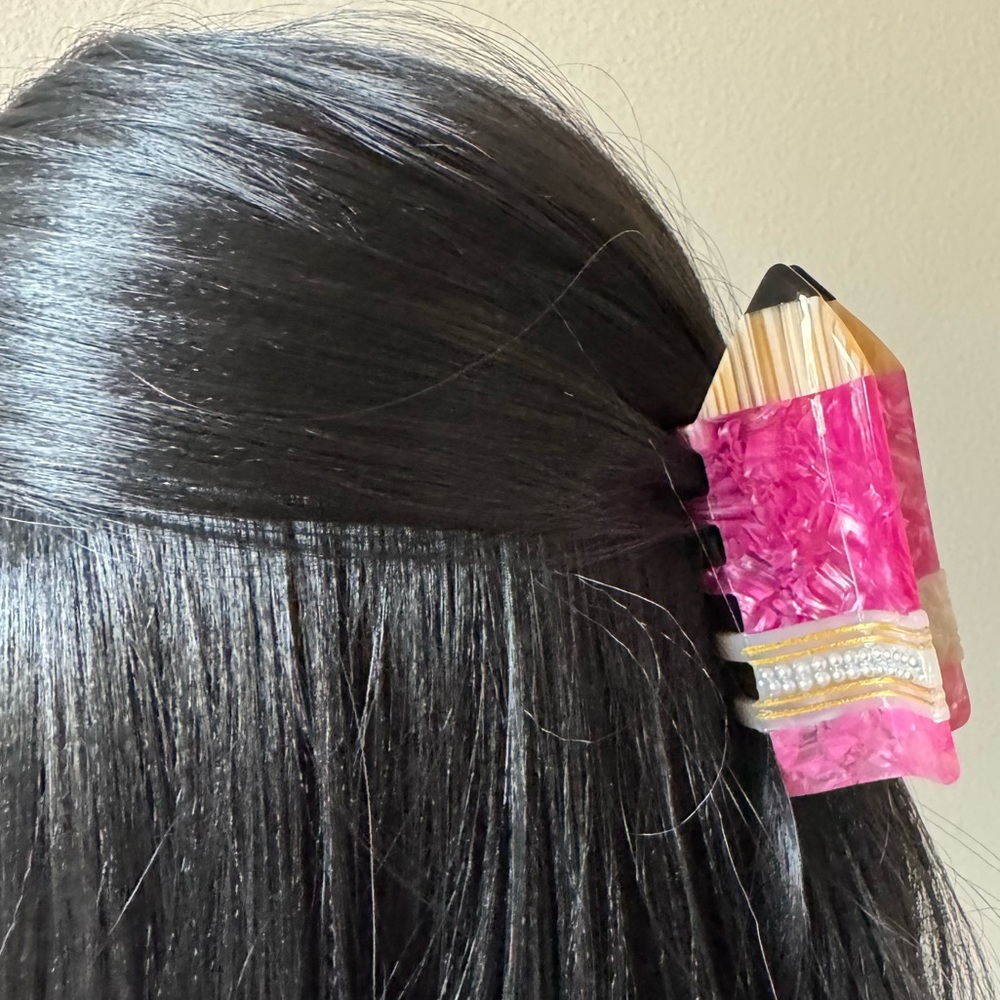 Pink Pencil Hair Claw Clip